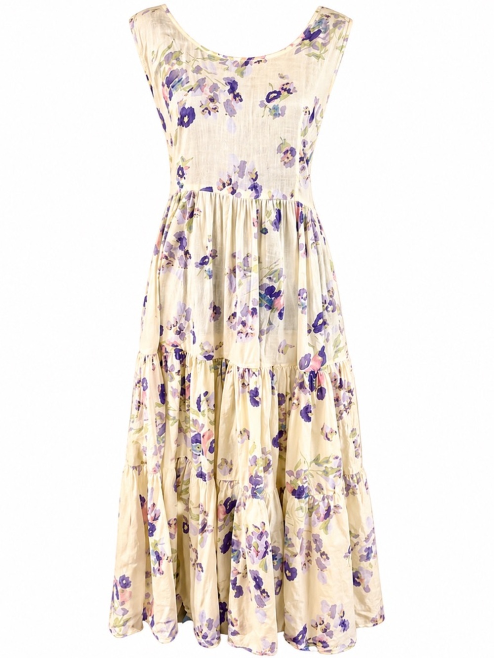 Sarah Arizona Floral Cotton Dress Prairie Cottagecore Tiered Midi Vintage Small